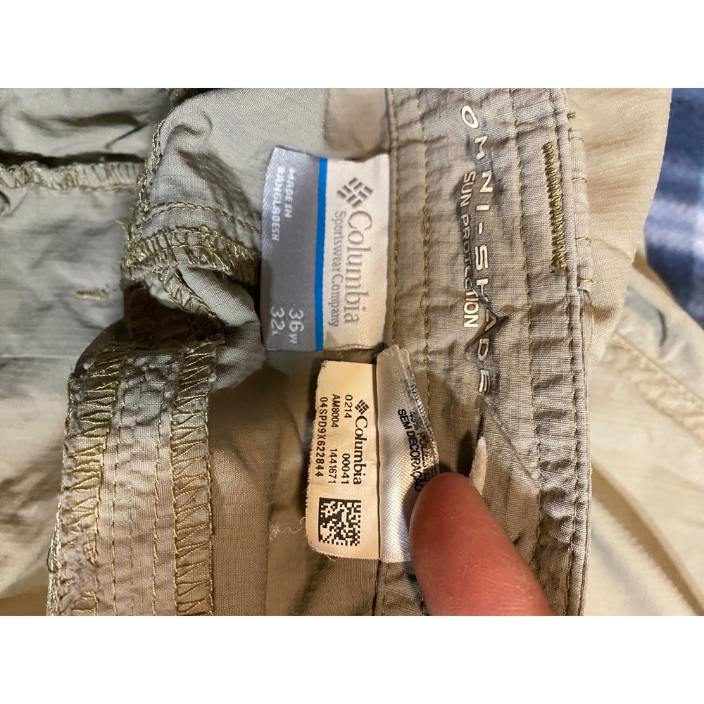 Columbia Mens Convertible Hiking Cargo Pants‎ Tan Beige Zip Off Shorts 34x25 - Picture 4 of 6